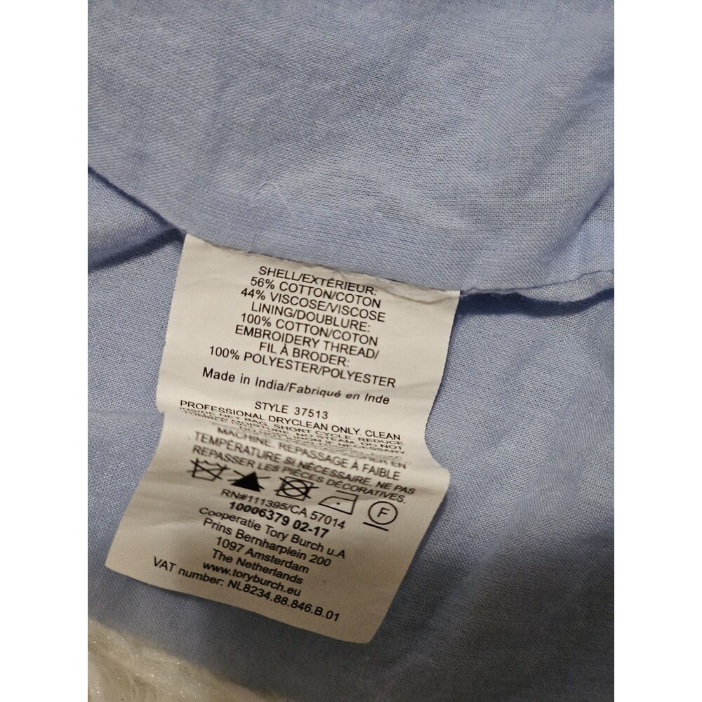 Tory Burch Skirt Womens Alexandria Light Blue with Orange Embroidery Sz 10 Boho - Picture 9 of 11